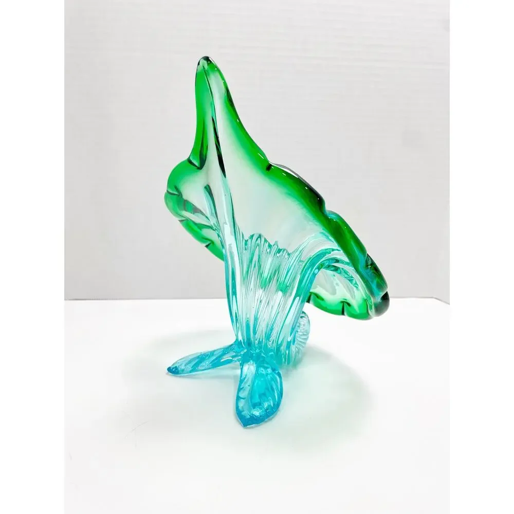 Murano Italian Blown Blue Green Turquoise Glass 